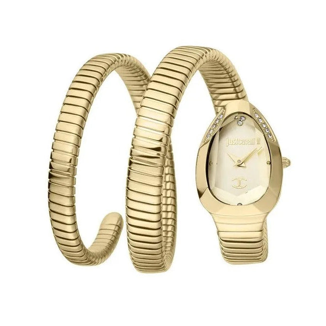 Just Cavalli Serpente Metallica Gold Dial Gold Steel Strap Watch for Women - JC1L209M0035