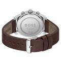 Hugo Boss Trace Chronograph Blue Dial Brown Leather Strap Watch for Men - 1514002