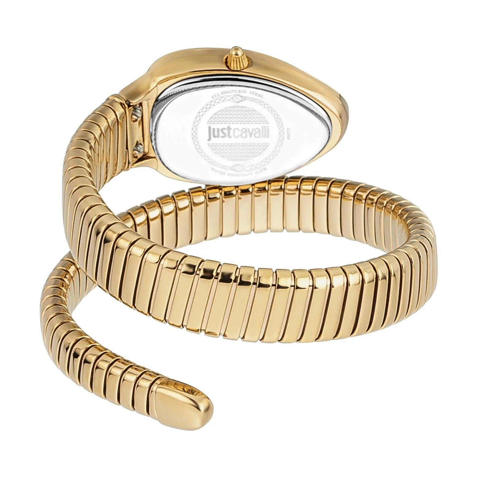 Just Cavalli Serpente Metallica Green Dial Gold Steel Strap Watch for Women - JC1L208M0045