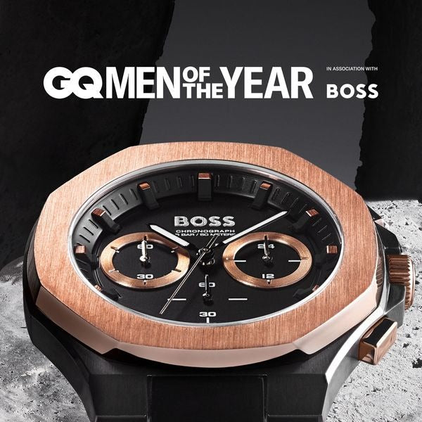 Hugo Boss Taper Chronograph Black Dial Black Steel Strap Watch for Men - 1514090