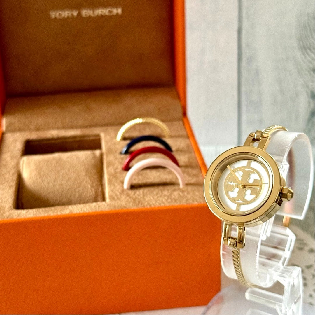 Tory Burch Riva Gold Dial Gold Steel Strap Watch for Women - TBW4029