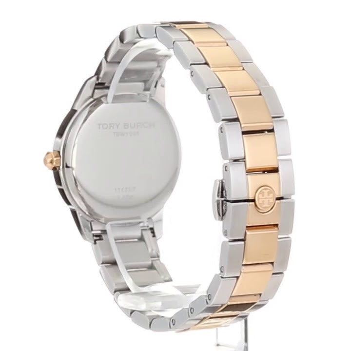 Tory Burch Collins White Dial Two Tone Steel Strap Watch for Women - TBW1305