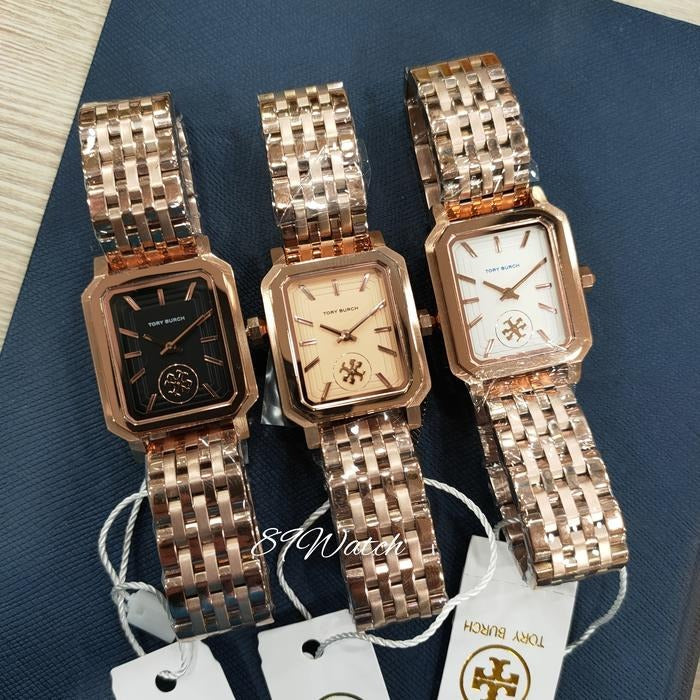 Tory Burch Robinson White Dial Rose Gold Steel Strap Watch for Women - TBW1502