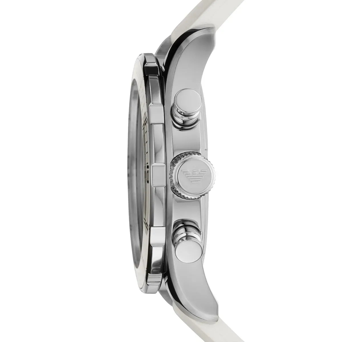 Emporio Armani Sportivo Chronograph White Dial White Rubber Strap Watch for Men - AR5947