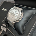 Hugo Boss Taper Chronograph White Dial Silver Steel Strap Watch for Men - 1514087