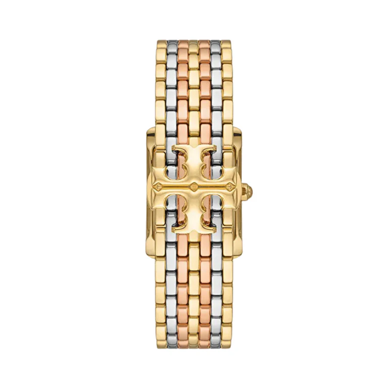 Tory Burch Eleanor White Dial Tri Tone Steel Strap Watch for Women - TBW1078