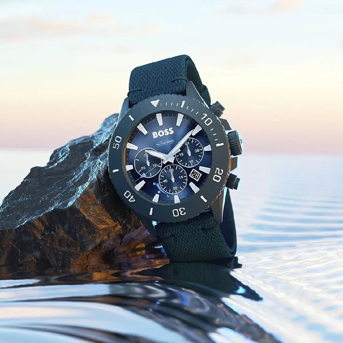 Hugo Boss Admiral Chronograph Blue Dial Blue Nylon Strap Watch for Men - 1513919