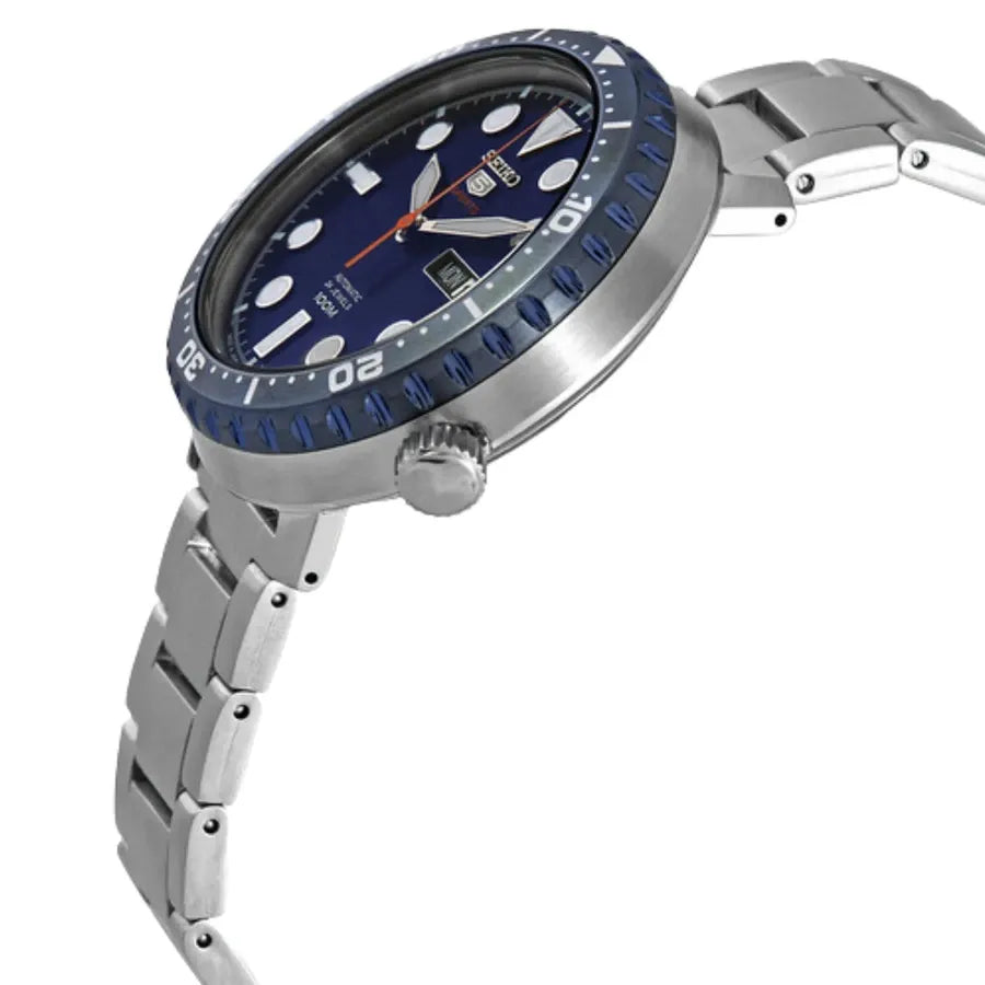 Seiko 5 Sports Automatic Blue Dial Silver Steel Strap Watch for Men - SRPC63J1