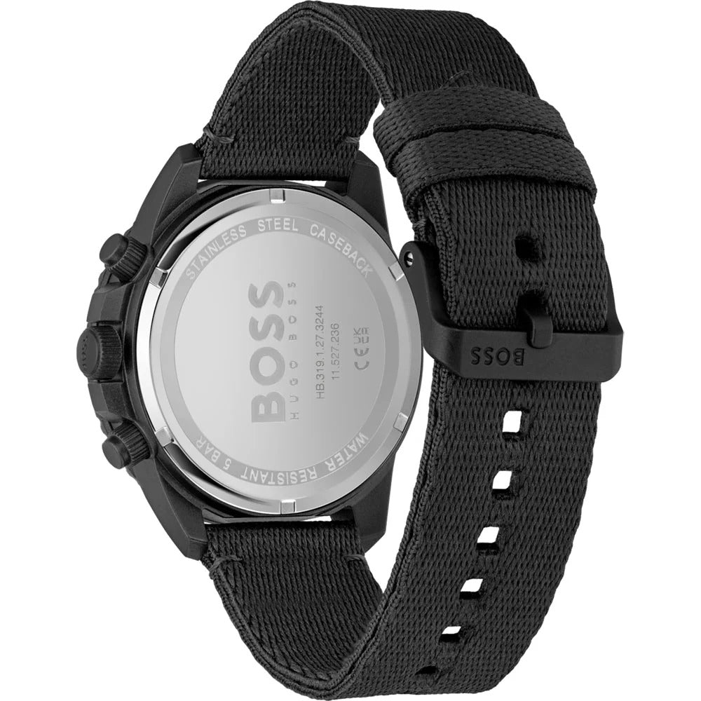 Hugo Boss Admiral Chronograph Black Dial Black Nylon Strap Watch for Men - 1513918