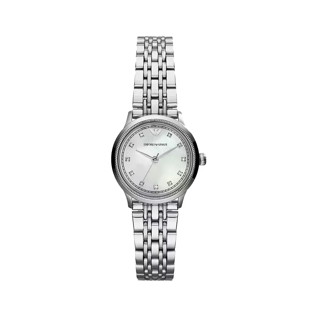 Emporio Armani Alpha Mother of Pearl Dial Silver Steel Strap Watch for Women - AR1803