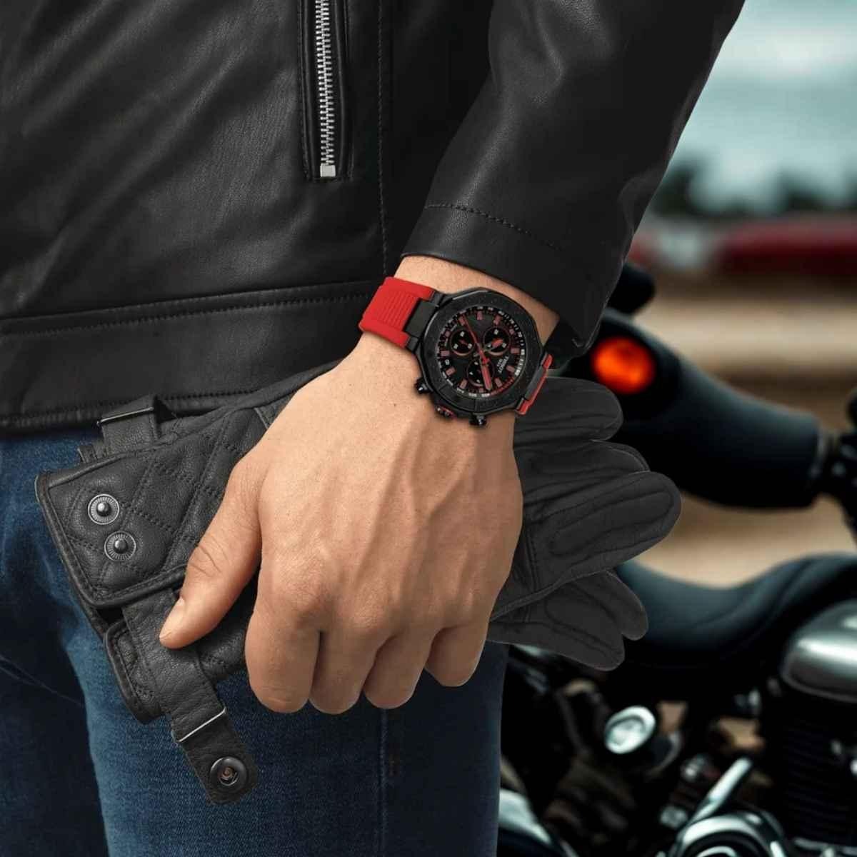 Tissot T Race Chronograph Black Dial Red Rubber Strap Watch for Men - T141.417.37.061.01