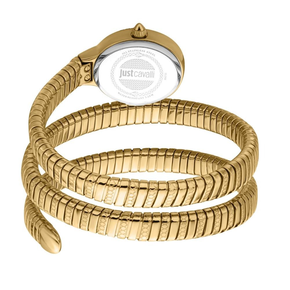 Just Cavalli Serpente Metallica White Dial Gold Steel Strap Watch for Women - JC1L224M0035