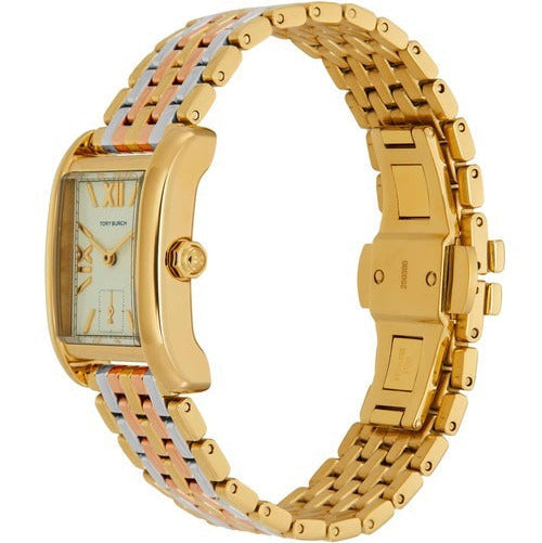 Tory Burch Eleanor White Dial Tri Tone Steel Strap Watch for Women - TBW1078