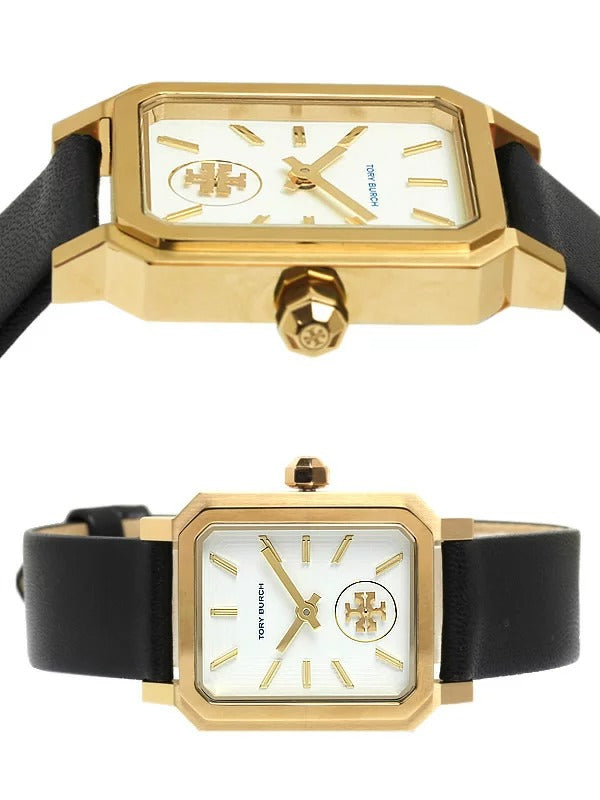 Tory Burch Robinson White Dial Black Leather Strap Watch for Women - TBW1504