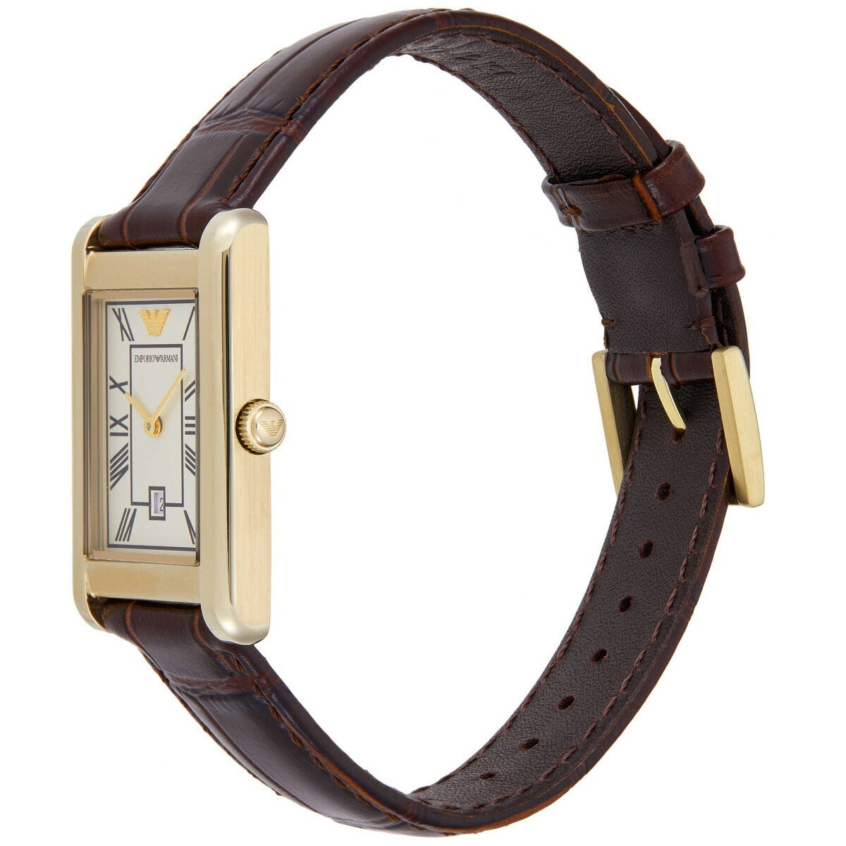 Emporio Armani Gino White Dial Brown Leather Strap Watch for Men - AR11665