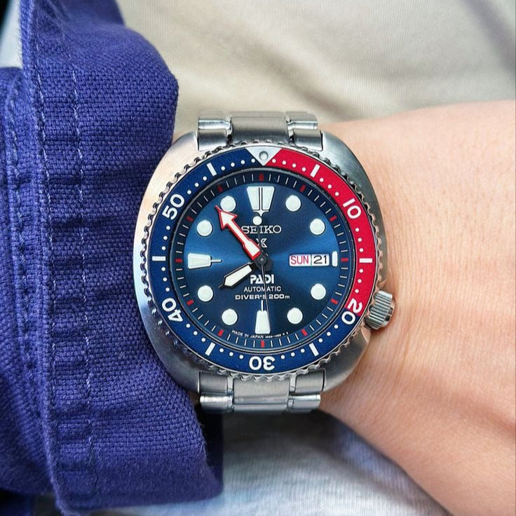 Seiko Prospex PADI Special Edition Automatic Blue Dial Silver Steel Strap Watch for Men - SRPE99