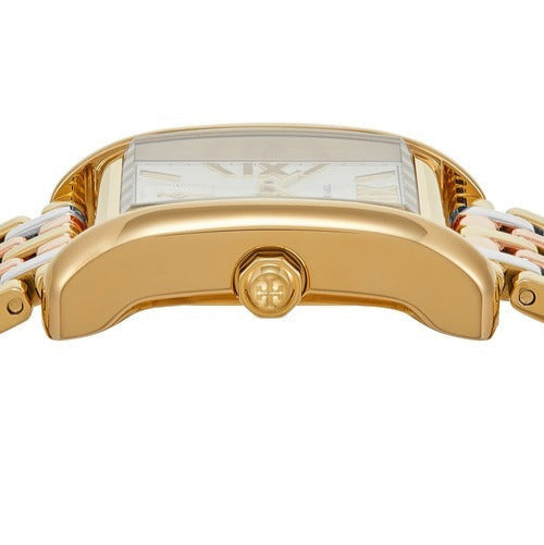 Tory Burch Eleanor White Dial Tri Tone Steel Strap Watch for Women - TBW1078