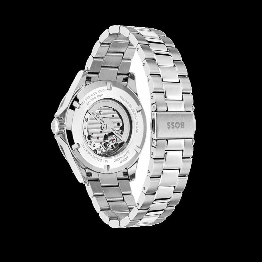 Hugo Boss Troper Automatic Chronograph Green Dial Silver Steel Strap Watch for Men - 1514200