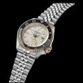 Seiko 5 GMT Sport Asia Exclusive Limited Edition Off White Dial Silver Steel Strap Watch for Men - SSK046K1