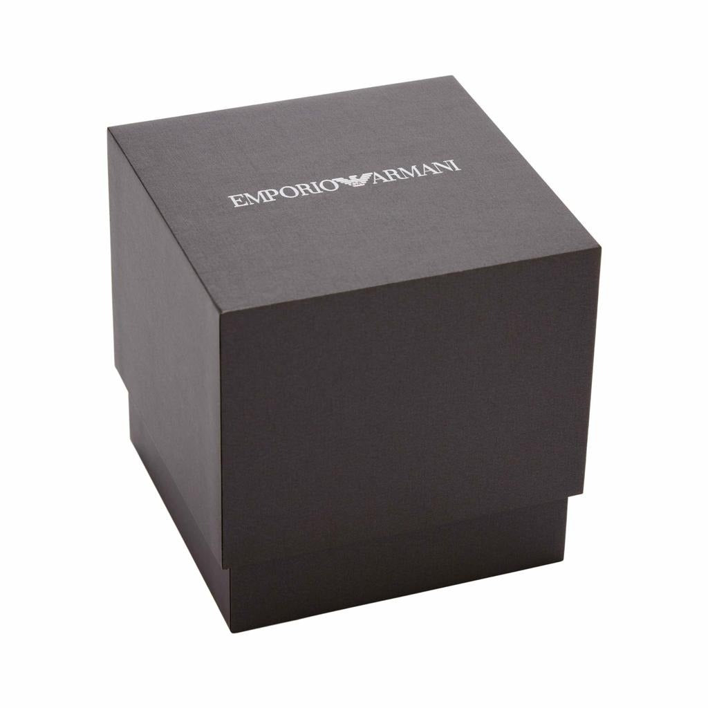 Emporio Armani Minimalist Green Dial Black Leather Strap Watch for Men - AR11601