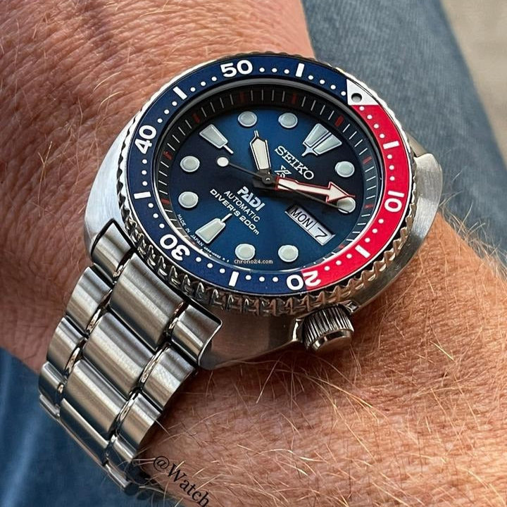 Seiko Prospex PADI Special Edition Automatic Blue Dial Silver Steel Strap Watch for Men - SRPE99