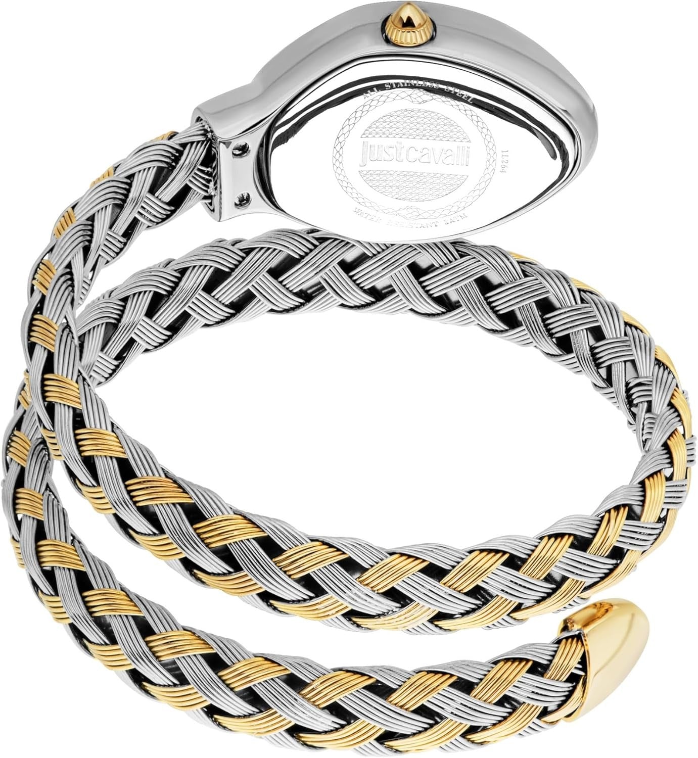 Just Cavalli Twined Green Dial Two Tone Steel Strap Watch for Women - JC1L264M0065