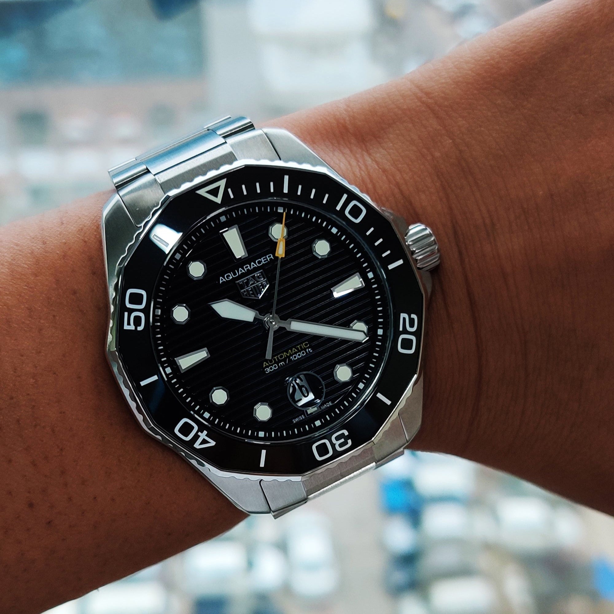 Tag Heuer Aquaracer Professional 300 Automatic Black Dial Silver Steel Strap Watch for Men - WBP201A.BA0632