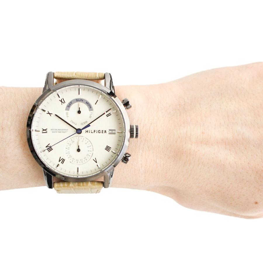 Tommy Hilfiger Kane White Dial Beige Leather Strap Watch for Men - 1710399