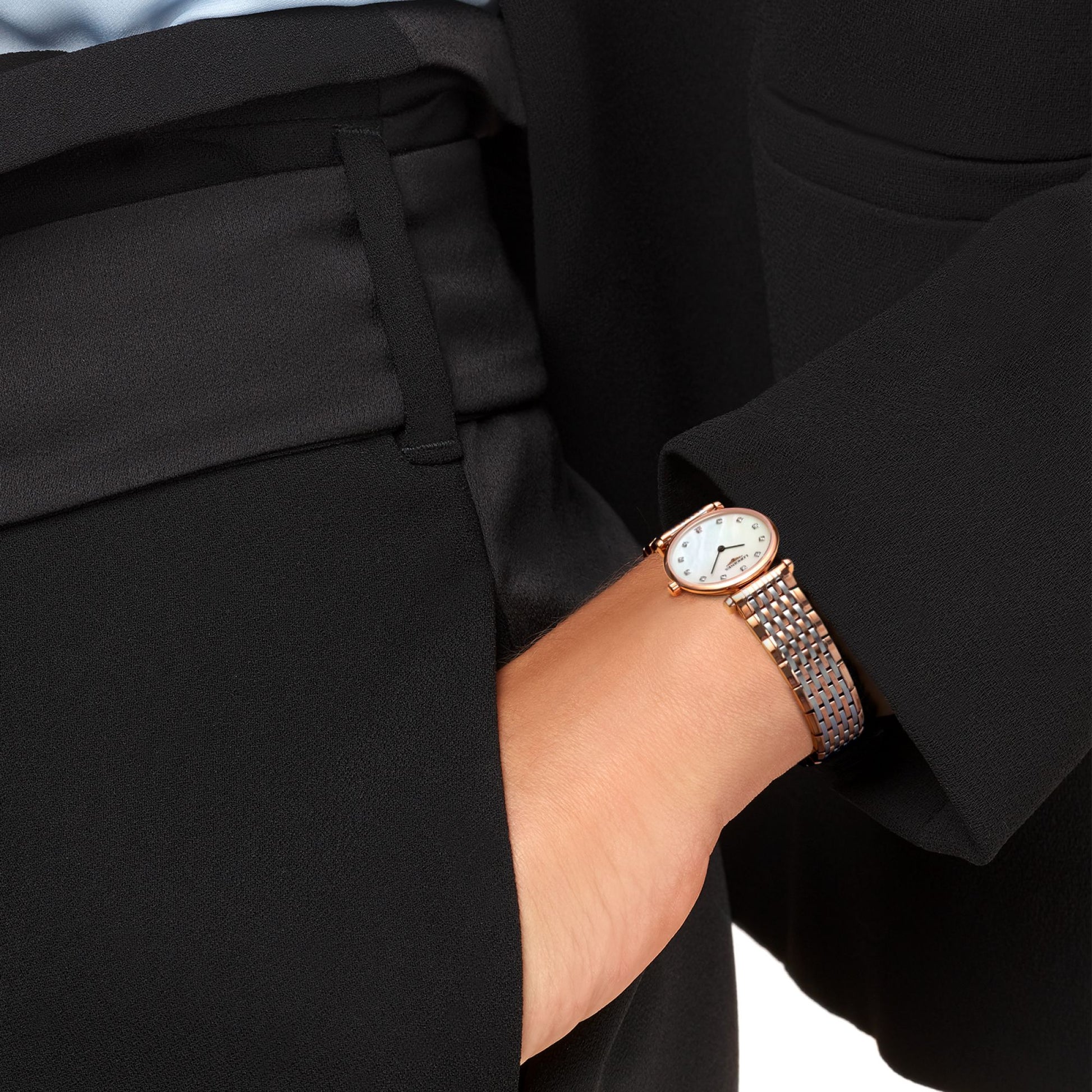 Longines La Grande Classique De Longines Diamonds Mother of Pearl Dial Two Tone Mesh Bracelet Watch for Women - L4.209.1.97.7