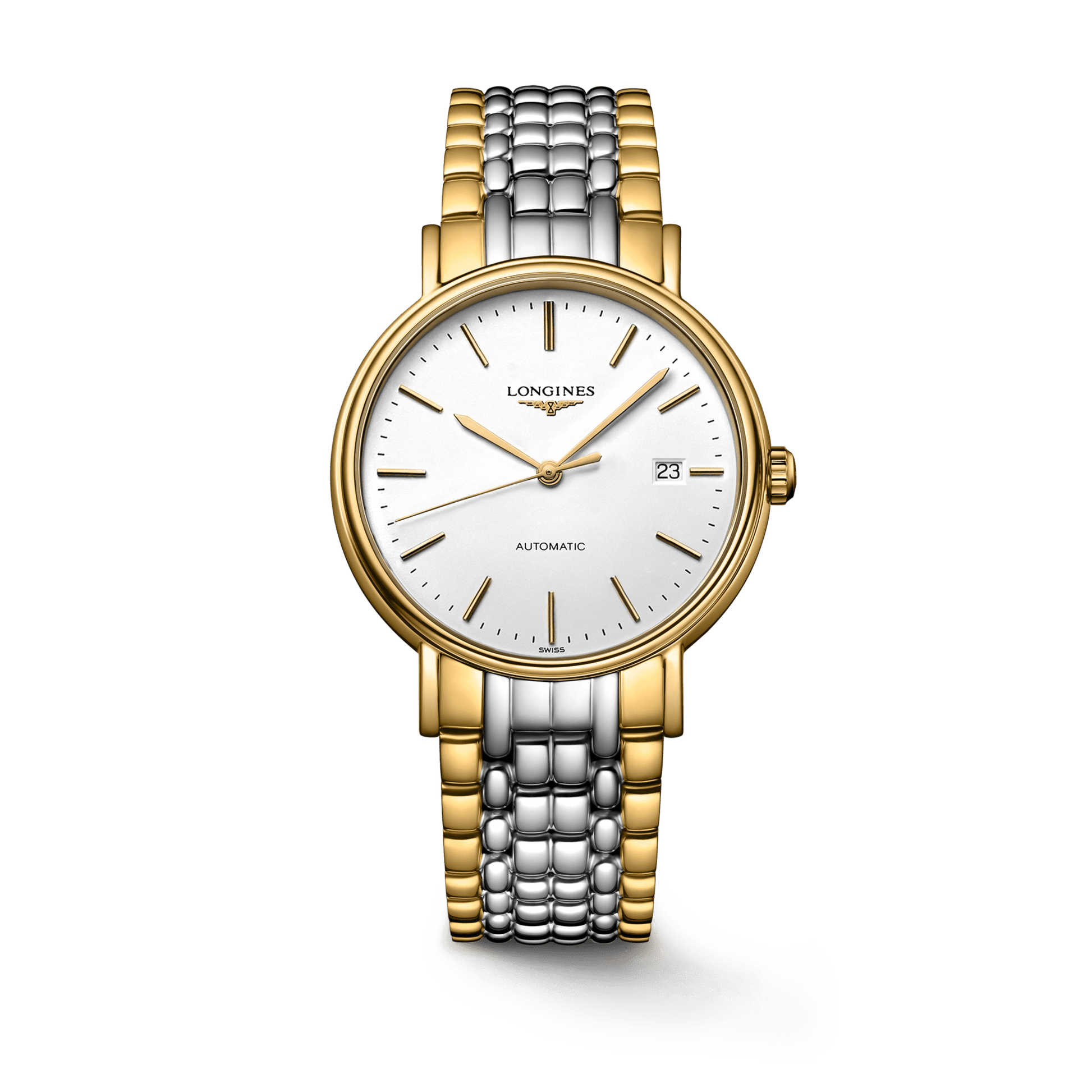Longines Presence 38.5mm Automatic White Dial Two Tone Steel Strap Watch for Men - L4.921.2.12.7
