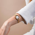 Tissot Lovely Square Silver Dial Gold Mesh Bracelet Watch For Women - T058.109.33.031.00