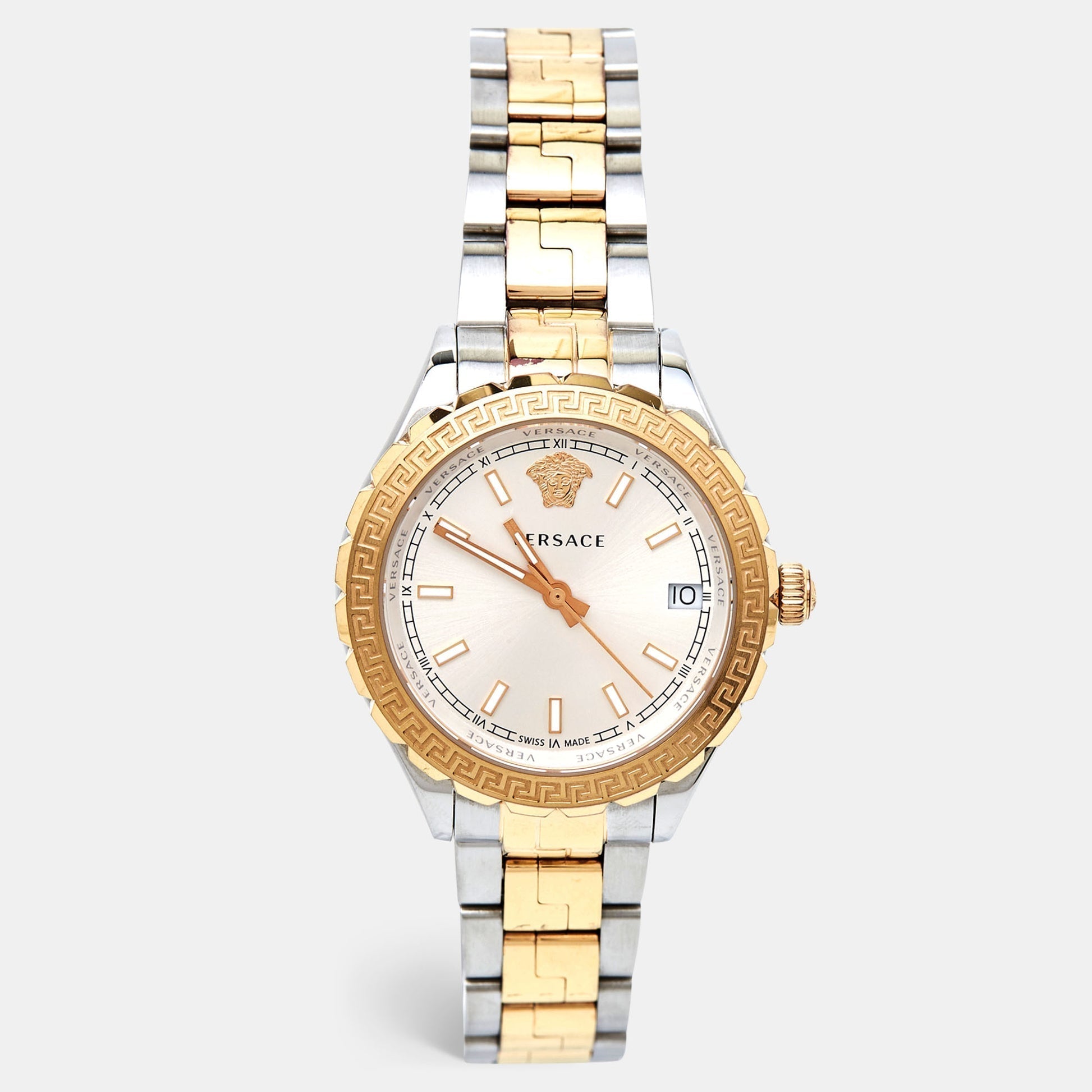 Versace Hellenyium Silver Dial Two Tone Steel Strap Watch for Women - V12030015