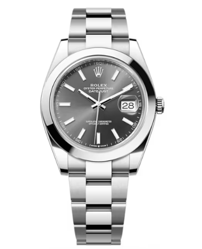Rolex Datejust 41 Oyster Grey Dial Oystersteel Strap Watch for Men - M126300-0007