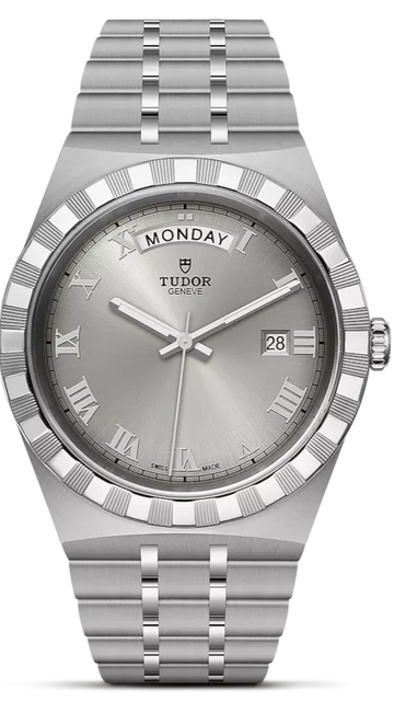 Tudor Royal Day Date Diamonds Automatic Silver Dial Silver Steel Strap Watch for Men - M28600-0002