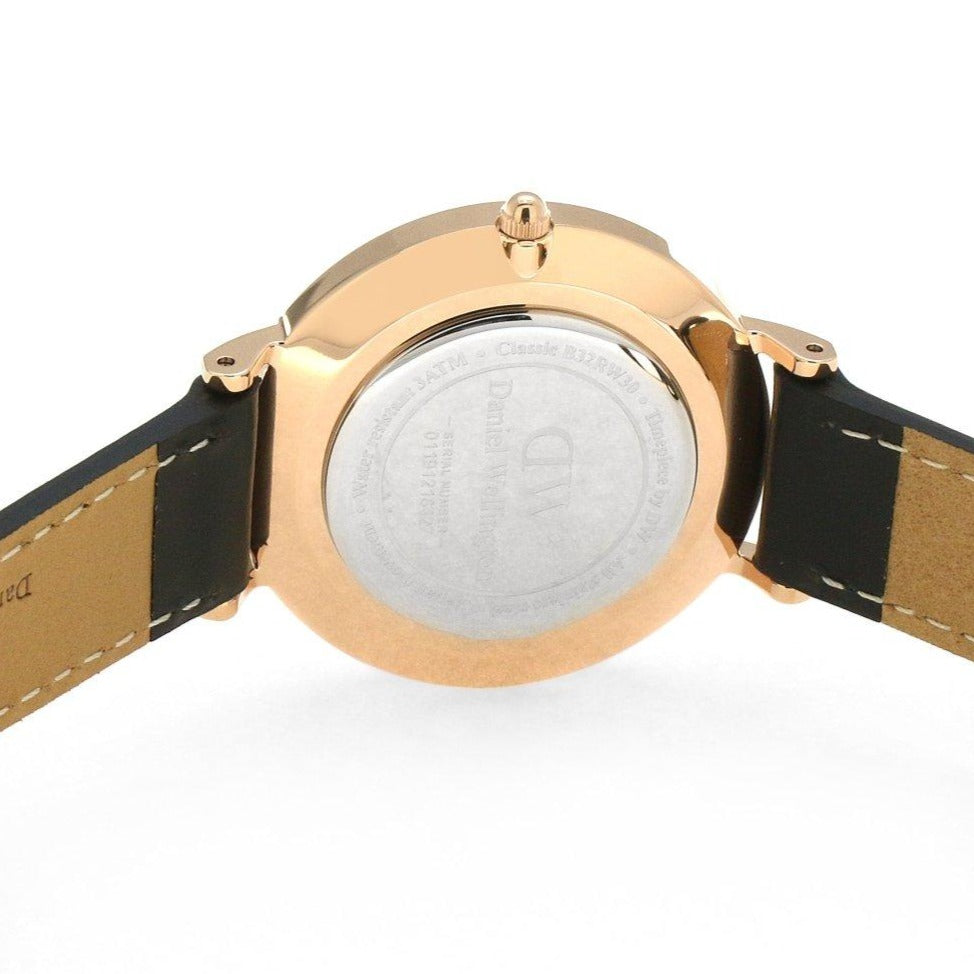 Daniel Wellington Petite Sheffield White Dial Black Leather Strap Watch For Women - DW00100174