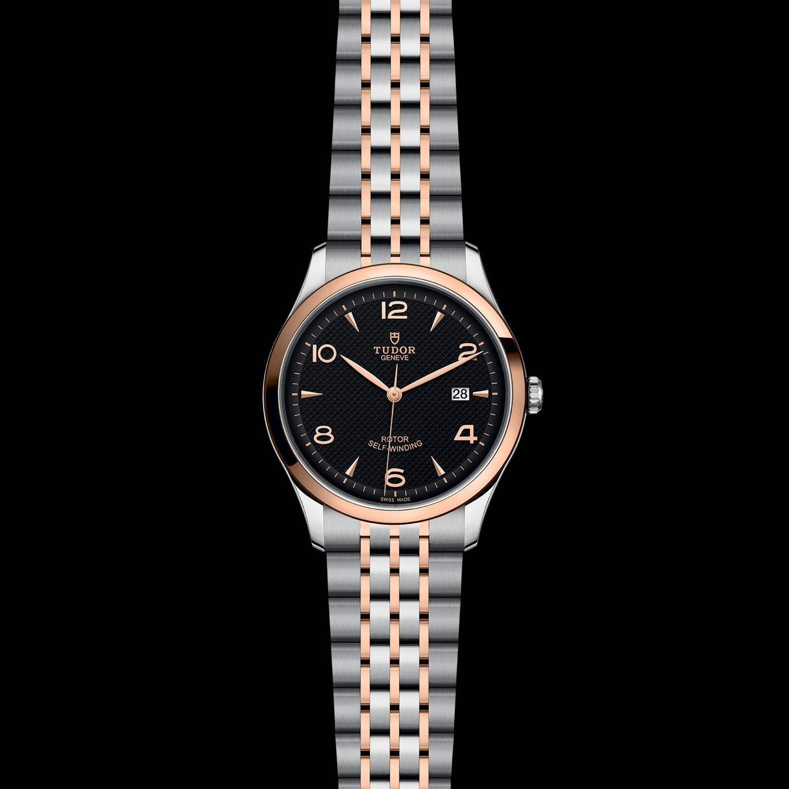 Tudor 1926 Automatic Black Dial Two Tone Steel Strap Watch for Men - M91651-0003
