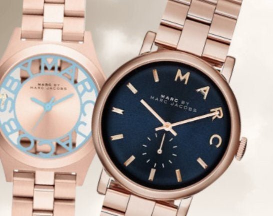 Marc Jacobs Baker Blue Dial Rose Gold Steel Strap Watch for Women - MBM3330