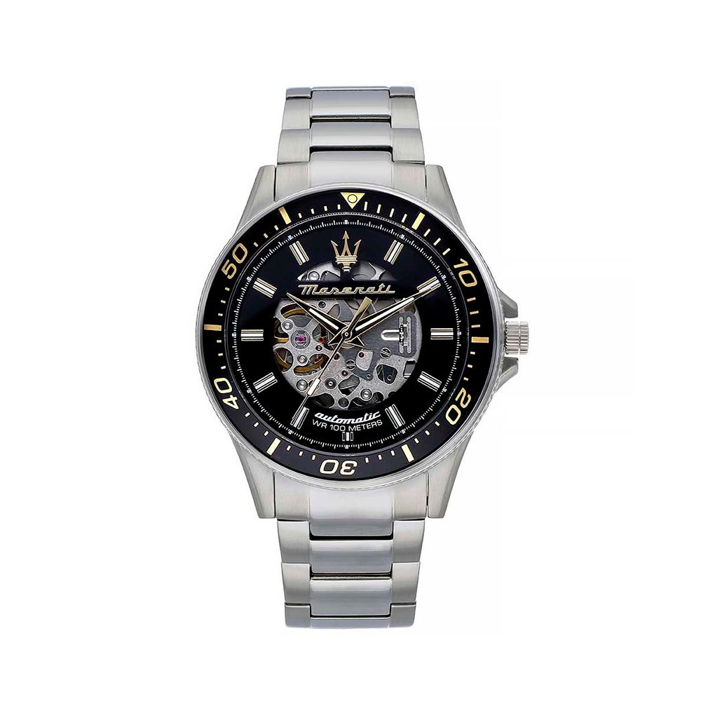 Maserati SFIDA Automatic Black Dial Silver Steel Strap Watch For Men - R8823140002