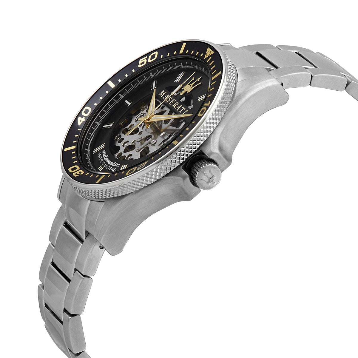 Maserati SFIDA Automatic Black Dial Silver Steel Strap Watch For Men - R8823140002