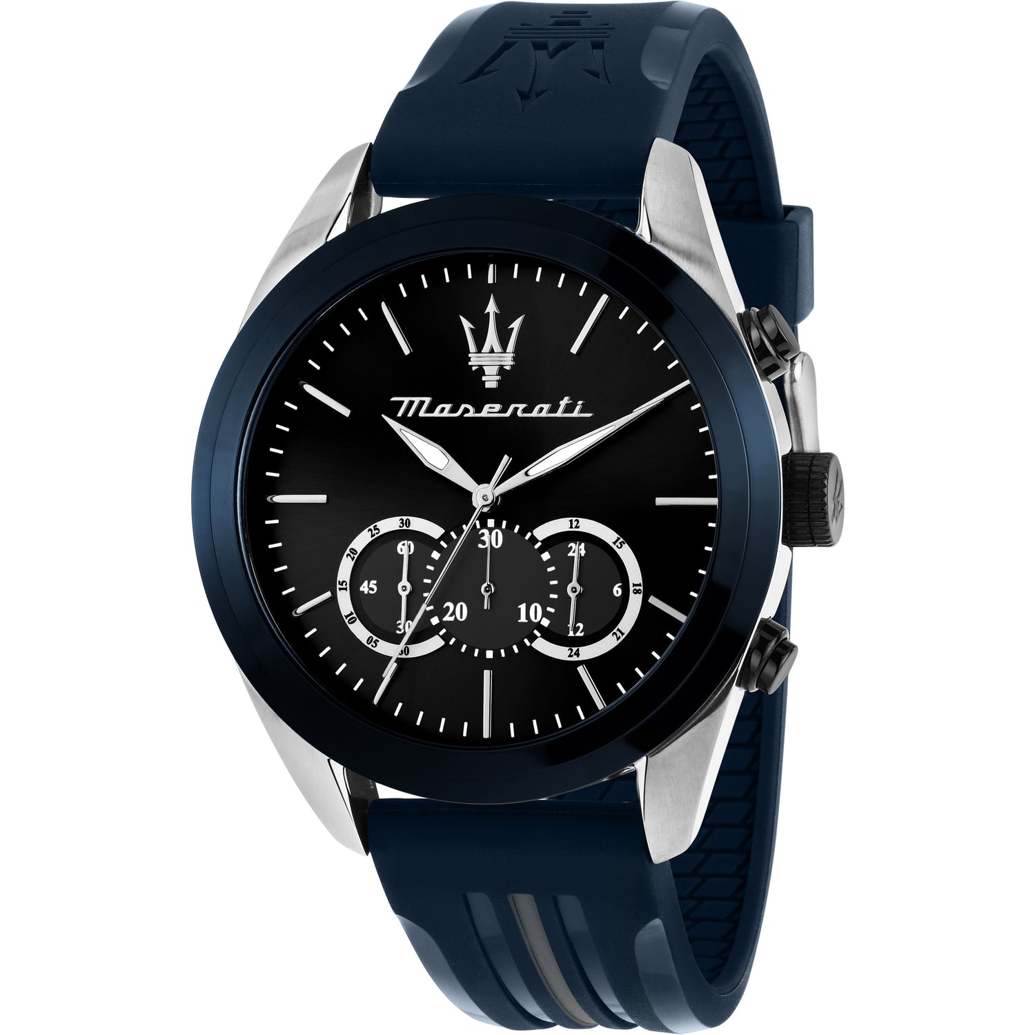 Maserati Traguardo Chronograph Blue Dial Black Silicone Strap Watch For Men - R8871612046