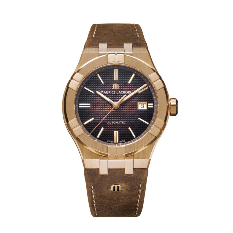 Maurice Lacroix Aikon Automatic Brown Dial Brown Leather Strap Watch For Men - AI6008-BRZ01-730-3