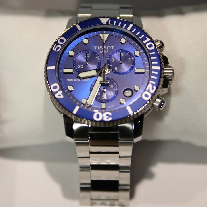 Tissot Seastar 1000 Chronograph Blue Dial Silver Steel Strap Watch For Men - T120.417.11.041.00