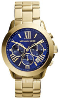 Michael Kors Bradshaw Chronograph Blue Dial Gold Steel Strap Watch For Women - MK5923