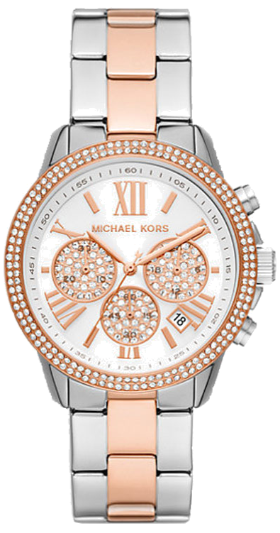 Michael Kors Bryn Pavé White Dial Two Tone Steel Strap Watch For Women - MK7201