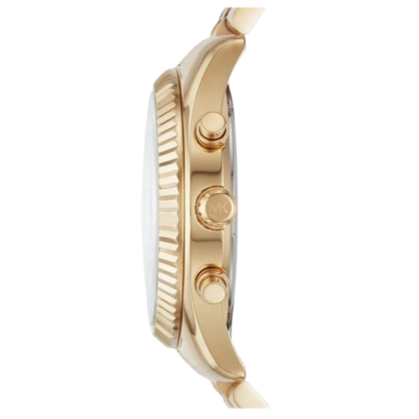 Michael Kors Lexington Chronograph Gold Dial Gold Steel Strap Watch For Men - MK8579