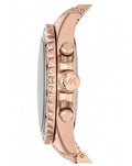 Michael Kors Everest Chronograph Black Dial Rose Gold Steel Strap Watch For Women - MK5875