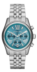 Michael Kors Lexington Chronograph Blue Dial Silver Steel Strap Watch For Women - MK5887