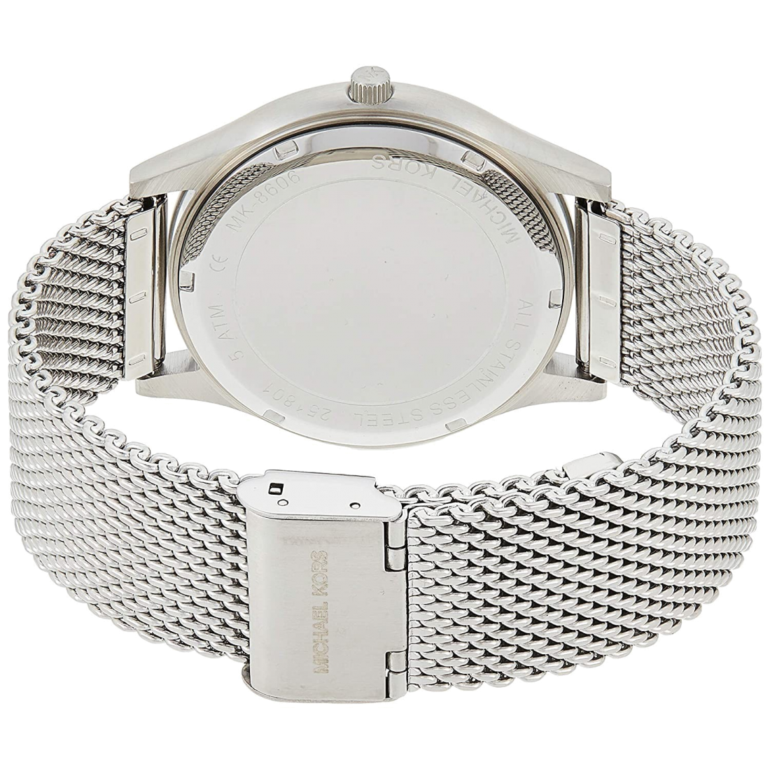 Michael Kors Slim Runway Analog Black Dial Silver Mesh Bracelet Watch For Men - MK8606