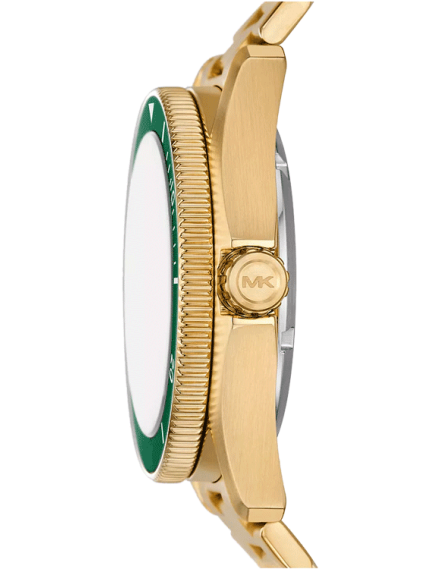 Michael Kors Maritime Analog Green Dial Gold Steel Strap Watch for Men - MK9162