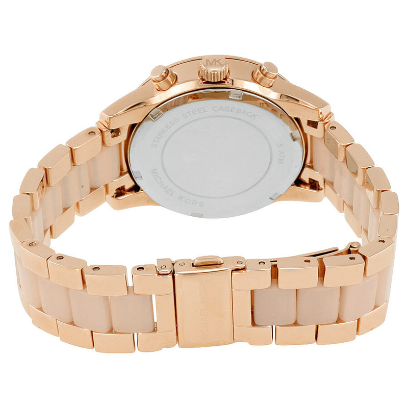 Michael Kors Ritz Chronograph Rose Gold Dial Two Tone Steel Strap Watch for Women - MK6307